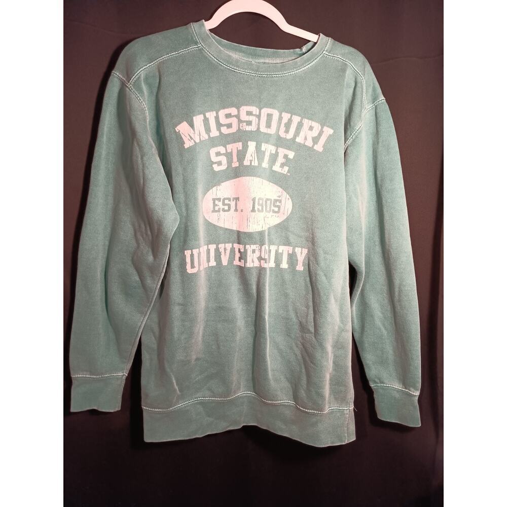 Missouri State University Teal Green Long Sleeve Crewneck Sweatshirt Medium - Picture 2 of 5